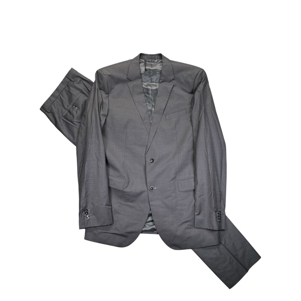 Hugo Boss Super 100 Men’s Suit 44L Jacket & Pants Charcoal Gray 2‑Piece Set